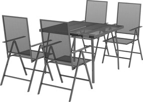 vidaXL Σετ Τραπεζαρίας Κήπου 5 Τεμαχίων Ανθρακί από Ατσάλι