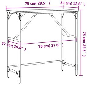 Τραπέζι Κονσόλα Καπνιστή Δρυς 75x32x75 εκ. Επεξεργ. Ξύλο - Καφέ