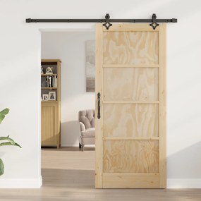 vidaXL Συρόμενη Πόρτα με Σετ Εξαρτημάτων 86x198.5 εκ. Μασίφ Ξύλο Πεύκου
