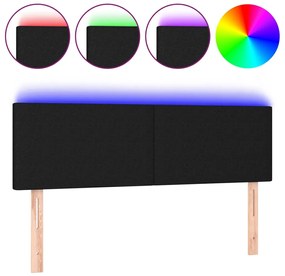 vidaXL Κεφαλάρι Κρεβατιού LED Μαύρο 144x5x78/88 εκ. Υφασμάτινο