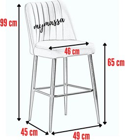 Σκαμπό Μπαρ 2τμχ Μπορντό / Μαύρο RUMUNA 49x45x99