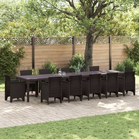 vidaXL Τραπέζι Κήπου Καφέ 400x100x73 εκ. Πλαστικό Ράτταν