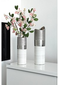 Βάζο ArteLibre Ασημί/Λευκό Κεραμικό 11x11x34cm