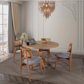 Τραπεζαρία Albero (Σετ 5Τμχ) 117FRF1236 120x120x75cm Natural Four Seater Wood, Fabric
