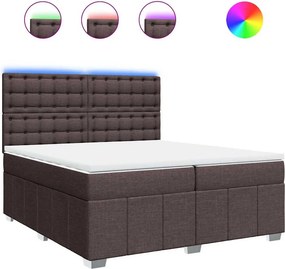 vidaXL Κρεβάτι Boxspring με Στρώμα Σκούρο Καφέ 200x200 εκ. Υφασμάτινο