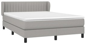 vidaXL Κρεβάτι Boxspring με Στρώμα Ανοιχτό Γκρι 140x190 εκ. Υφασμάτινο