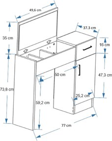 Τουαλέτα Μακιγιάζ Atlantic Πεύκο / Ανθρακί EPREO 77x37.3x108.8