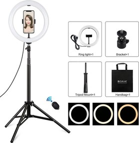 Ring Light Puluz  10.2" 26cm με Τρίποδο Δαπέδου 1.65m και Βάση για Κινητό