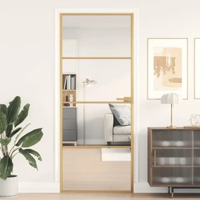 vidaXL Εσωτερική Πόρτα Χρυσή 83 x 201,5 εκ. Ψημένο Γυαλί & Αλουμίνιο