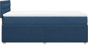 vidaXL Κρεβάτι Boxspring με Στρώμα Μπλε 90x190 εκ.Υφασμάτινο