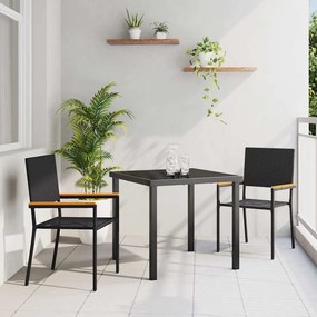 vidaXL Καρέκλες κήπου που σωριάζονται 2 pcs Μαύρο, Καφέ