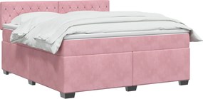 vidaXL Κρεβάτι box spring με στρώμα Ροζ 140 x 200 cm Βελούδο