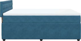 vidaXL Κρεβάτι Boxspring με Στρώμα Μπλε 140x200 εκ. Βελούδινο