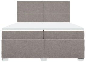 Κρεβάτι Boxspring με Στρώμα Taupe 200x200 εκ. Υφασμάτινο - Μπεζ-Γκρι