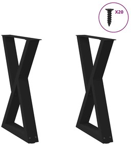 vidaXL Πόδια Τραπεζαρίας 2 τεμ. Μαύρο 60x(72-73,3) εκ. Ατσάλι