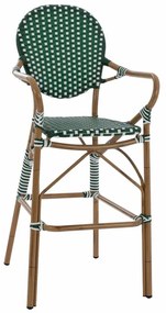 Σκαμπό Bar Bamboo Look HM5794.01 56x60x126cm Green - White Aluminium, Wicker