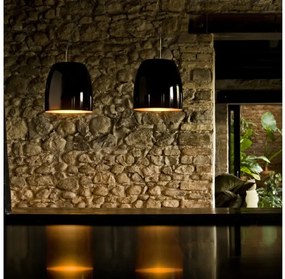 Κρεμαστό Φωτιστικό Οροφής LED 8,5W Dimmable Triac Φυσητό Γυαλί Φ30cm Notte S3 Prandina-1623001410159-Μαύρο-Χρυσό 1623001410159