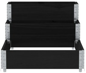 vidaXL Ζαρντινιέρα Υπερ. 3 Επιπέδων Μαύρη 120x80 εκ. Μασίφ Ξύλο Πεύκου