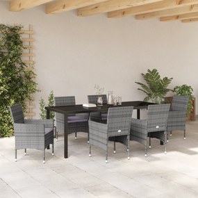 vidaXL 7 τεμαχίων σετ τραπεζαρίας κήπου γκρι πολυ ράταν