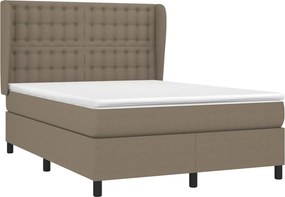vidaXL Κρεβάτι Boxspring με Στρώμα Taupe 140x190 εκ. Υφασμάτινο