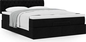 vidaXL Οθωμανικό κρεβάτι με στρώμα Μαύρο 140x190cm Ύφασμα