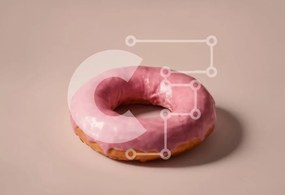 Σετ των 2 Intra Συλλεκτικό Ξύλινο Παζλ Plywood  4mm - Νόστιμο ροζ γυαλισμένο ντόνατ σε υπόλευκο φόντο Σε Ξύλινο Κουτί - Διαστάσεις: 10x10 cm – 25 κομμάτια