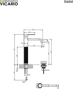 Armando Vicario Lumiere 516041 Gold Brushed – Μπαταρία επιτραπέζιου νιπτήρα