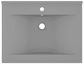 vidaXL Νιπτήρας με Οπή Βρύσης Ανοιχτό Γκρι Ματ 60 x 46 εκ. Κεραμικός