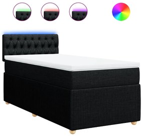 vidaXL Κρεβάτι Boxspring με Στρώμα Μαύρο 80 x 200 εκ. Υφασμάτινο