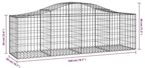 vidaXL Συρματοκιβώτια Τοξωτά 30 τεμ. 200x50x60/80 εκ. Γαλβαν. Ατσάλι