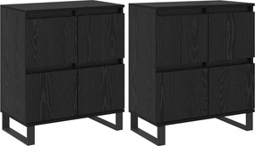 vidaXL Πλαϊνό γραφείο 2 pcs Μαύρη Οξυά 60 x 35 x 70 cm