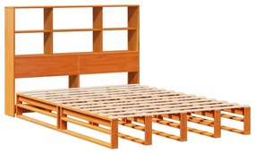 Κρεβάτι Βιβλιοθήκη Χωρίς Στρώμα Καφέ 120x190 εκ Μασίφ Πεύκο - Καφέ