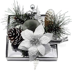 Κηροπήγιο με κλωνάρια 15x9cm Xmasfest 1131267 ΑΣΗΜΙ 93-1247-SLV