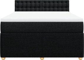 vidaXL Κρεβάτι Boxspring με Στρώμα Μαύρο 140x190 εκ. Υφασμάτινο
