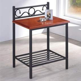 Κομοδίνο Kellien ξύλο σε καρυδί απόχρωση-μαύρο μέταλλο 45x35x62εκ 45x35x62 εκ.