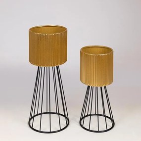 Κασπώ Σετ 2τμχ Μεταλλικό Μαύρο-Χρυσό 21,5x51εκ./18,5x40,5εκ. ESTHETI 752-18092