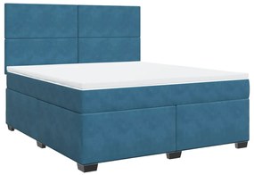 vidaXL Κρεβάτι Boxspring με Στρώμα Μπλε 180x200 εκ. Βελούδινο