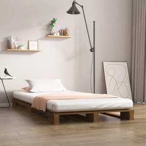 Κρεβάτι από Παλέτες Μελί 100 x 200 εκ. από Μασίφ Ξύλο Πεύκου - Καφέ