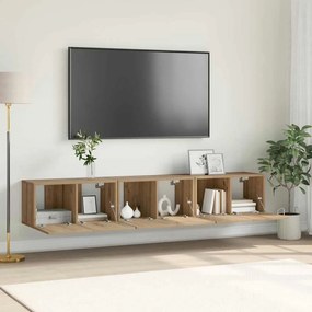 vidaXL Σετ επίπλου τηλεόρασης 3 τμχ. Καφέ Επεξεργασμένο Ξύλο