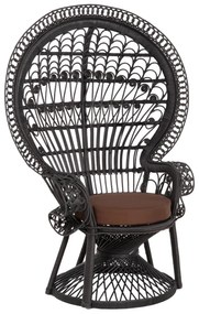 Καρέκλα - Πολυθρόνα ROYAL PEACOCK C9342.03 Μαύρο Rattan με Καφέ Μαξιλάρι 114x72x150Yεκ. 114x72x150 εκ.