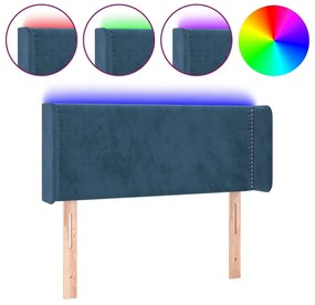 Κεφαλάρι Κρεβατιού LED Σκούρο Μπλε 93x16x78/88 εκ. Βελούδινο - Μπλε