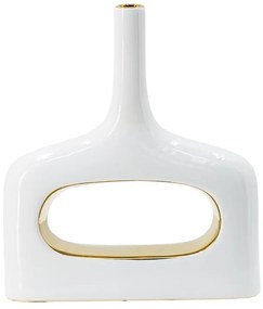 Artekko Phaolt Λευκό Κεραμικό Βάζο με Χρυσές Λεπτομέρειες (29.5x7.5x33.5)cm Artekko 8856