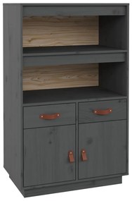 vidaXL Ντουλάπι Ψηλό Γκρι 67x40x108,5 εκ. από Μασίφ Ξύλο Πεύκου