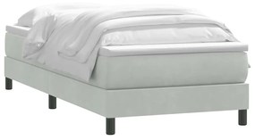 vidaXL Κρεβάτι Boxspring με Στρώμα Ανοιχτό Γκρι 80x210 εκ. Βελούδινο