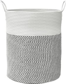 vidaXL Καλάθι Αποθήκευσης Γκρι και Λευκό Ø38 x 46 εκ. Βαμβακερό