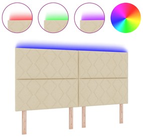 vidaXL LED Κεφαλάρι Σχεδίου Διαμαντάκια Κρεμ 180 εκ. Υφάσματος