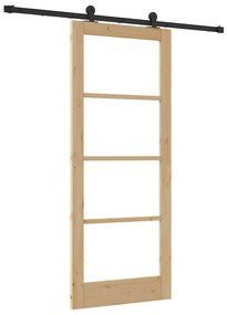 vidaXL Συρόμενη Πόρτα ORKDAL Καφέ 83 x 202 εκ. Ξύλο και μέταλλο