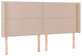 vidaXL Κεφαλάρι με Πτερύγια Καπουτσίνο 183x16x118/128 εκ. Συνθ. Δέρμα