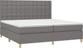 vidaXL Κρεβάτι Boxspring με Στρώμα &amp; LED Σκ.Γκρι 200x200εκ. Υφασμάτινο