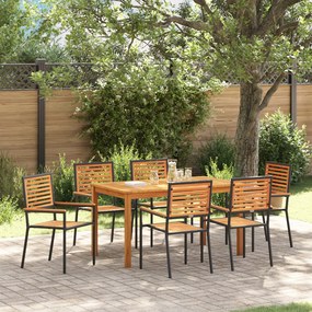 vidaXL Σετ Τραπεζαρίας Κήπου 7 pcs Μαύρο 140 x 80 x 74 cm